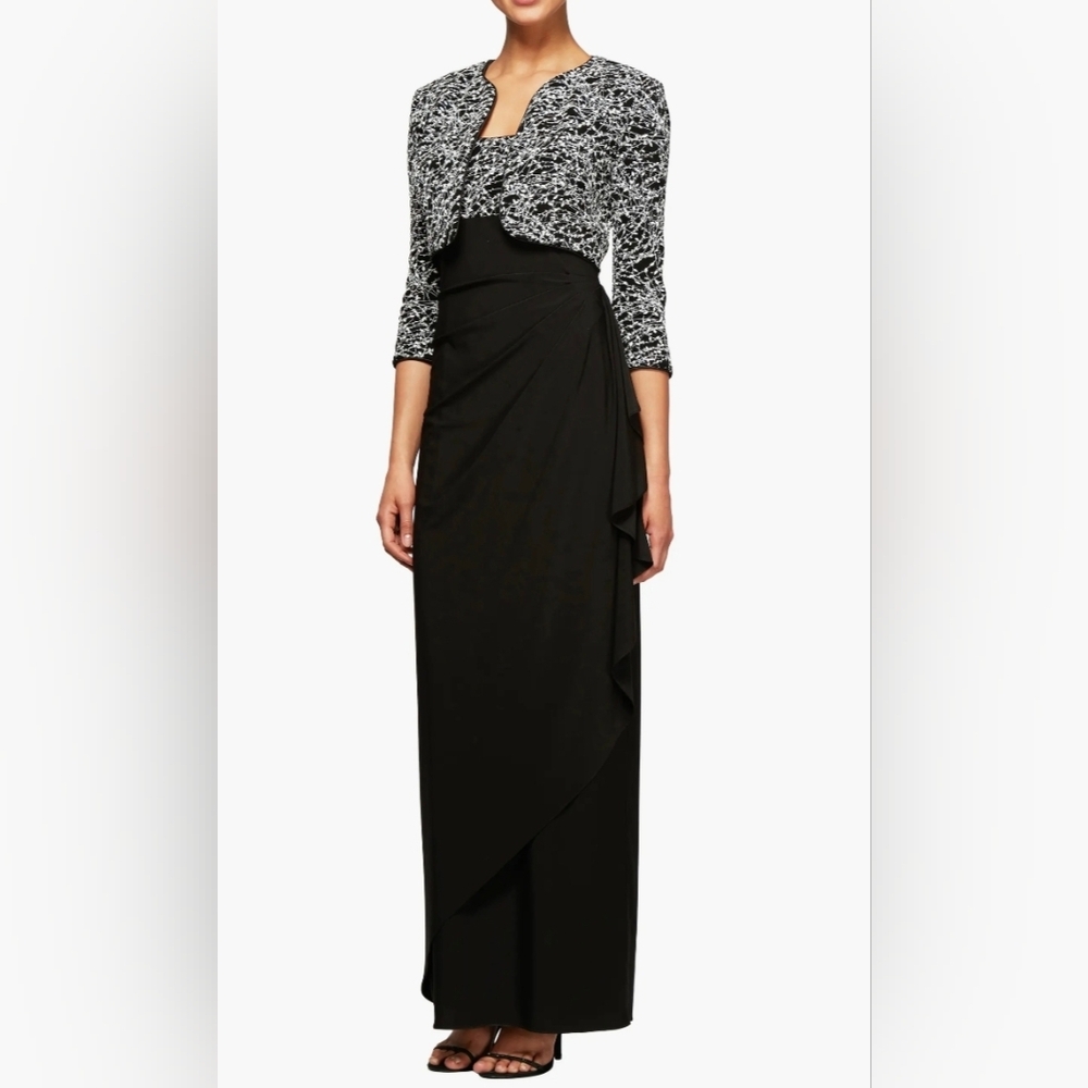 Alex Evenings Empire Waist Gown with Bolero Jacket